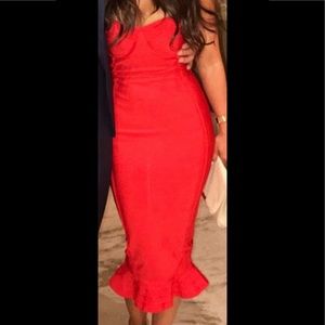 Midi red dress